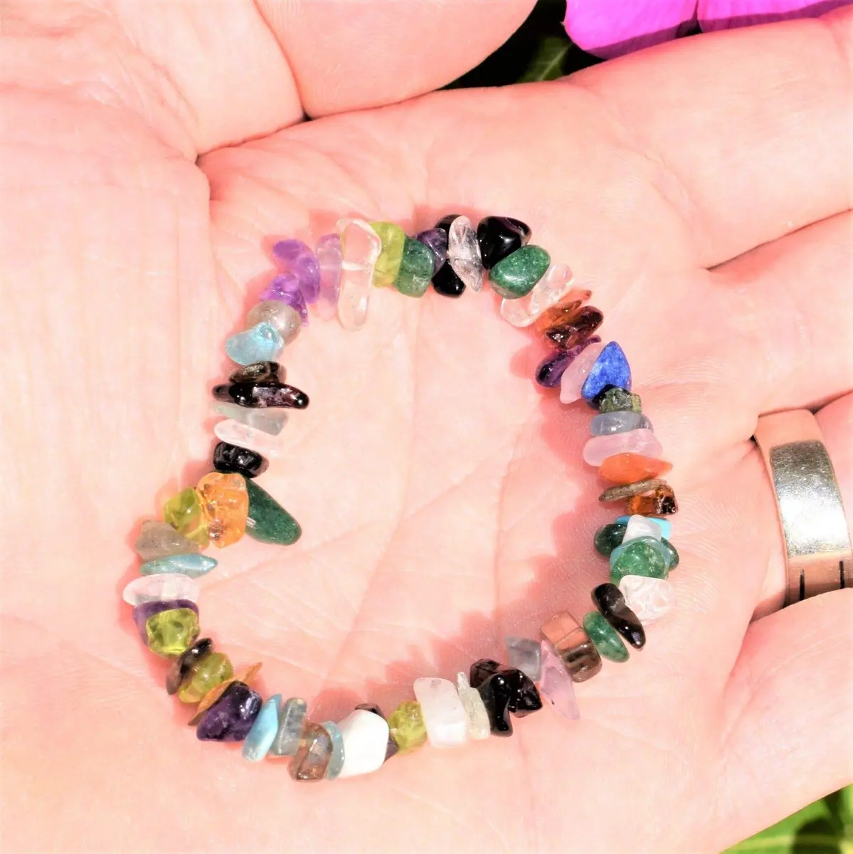 Zenergy Gems 7" Crystal Chip Stretchy Bracelet | Handcrafted Reiki Gemstone Jewelry - view 3