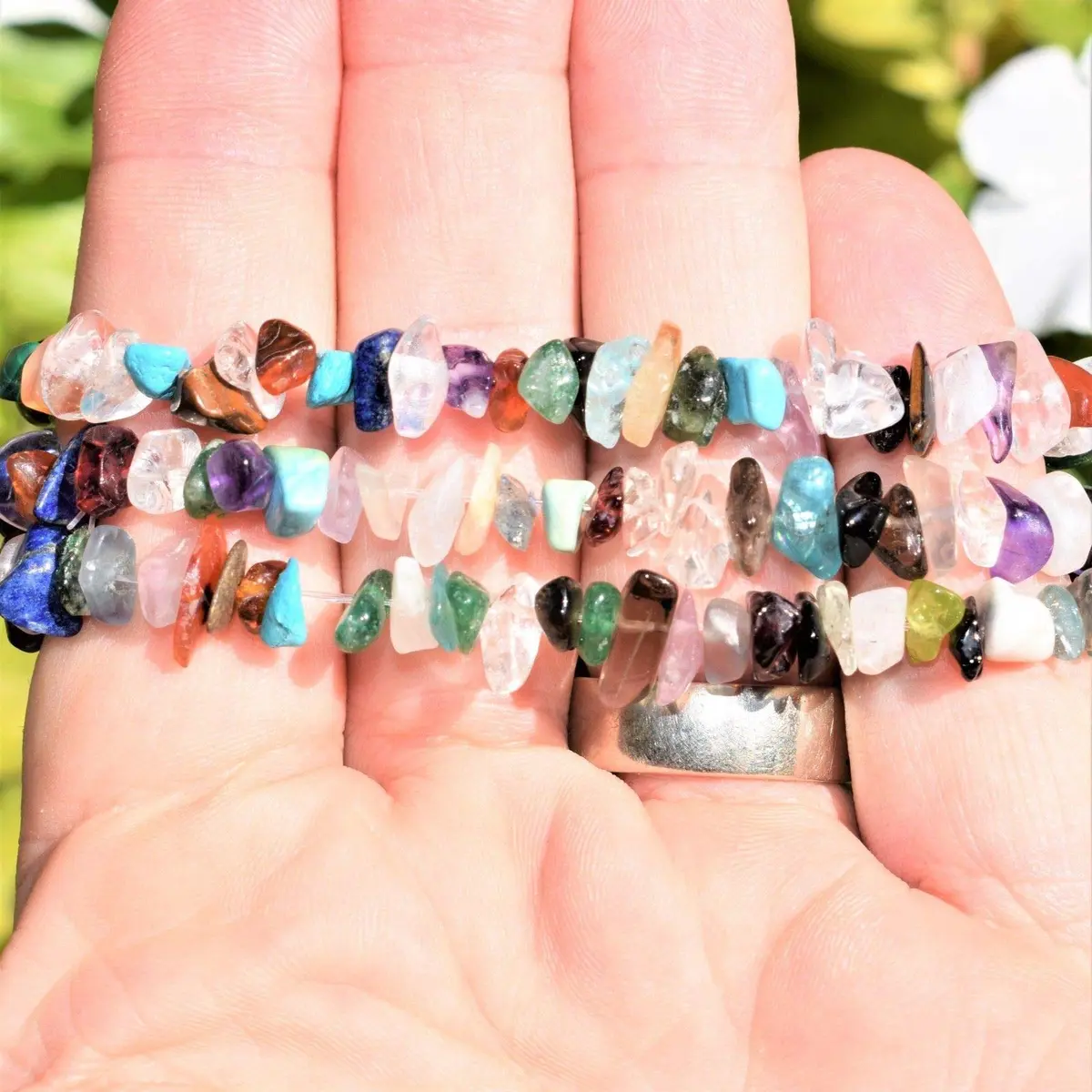 Zenergy Gems 7" Crystal Chip Stretchy Bracelet | Handcrafted Reiki Gemstone Jewelry - view 4