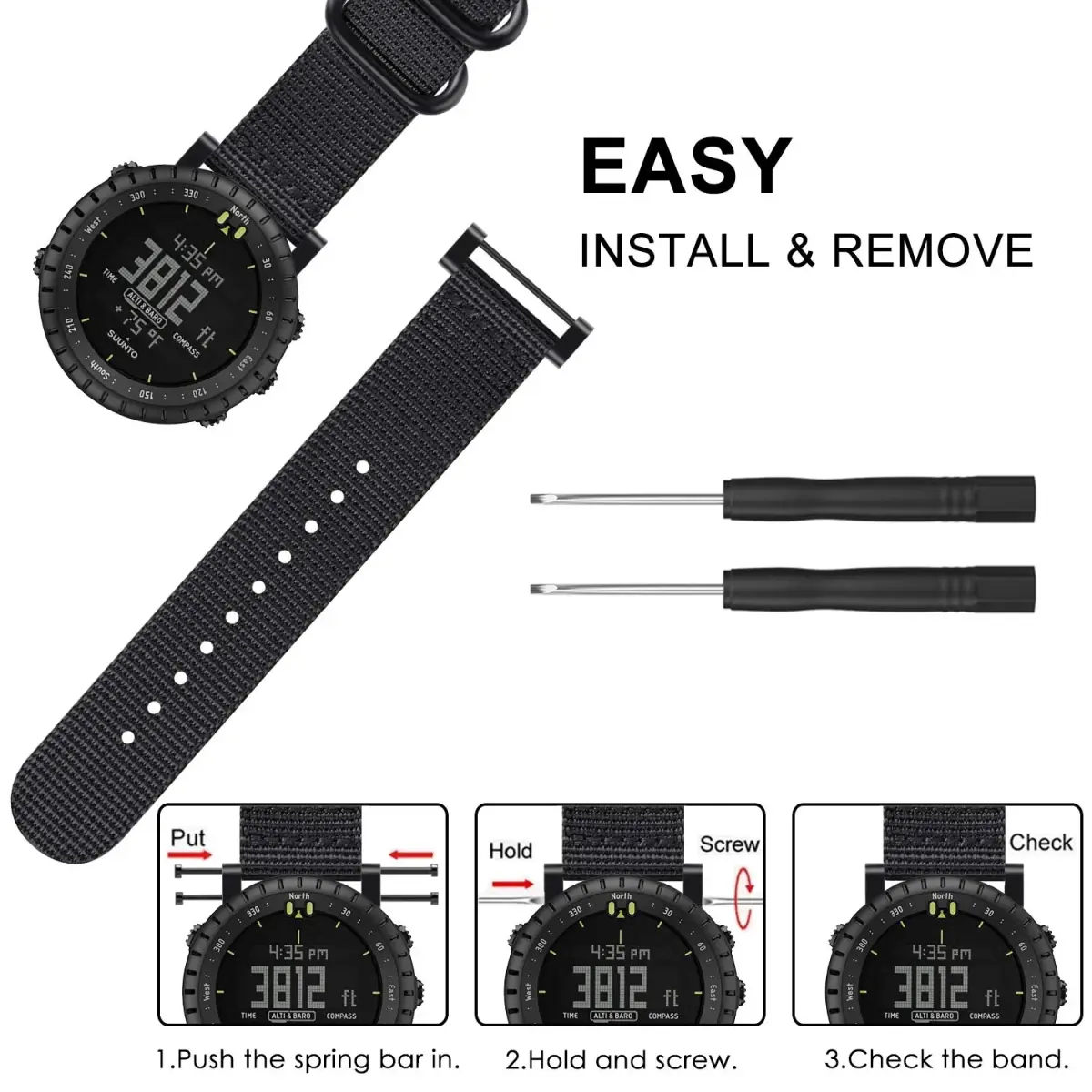 FINTIE Nylon Sport Band Compatible with Suunto Core 24mm (0.94in) | Breathable & Adjustable Replacement Strap - view 5