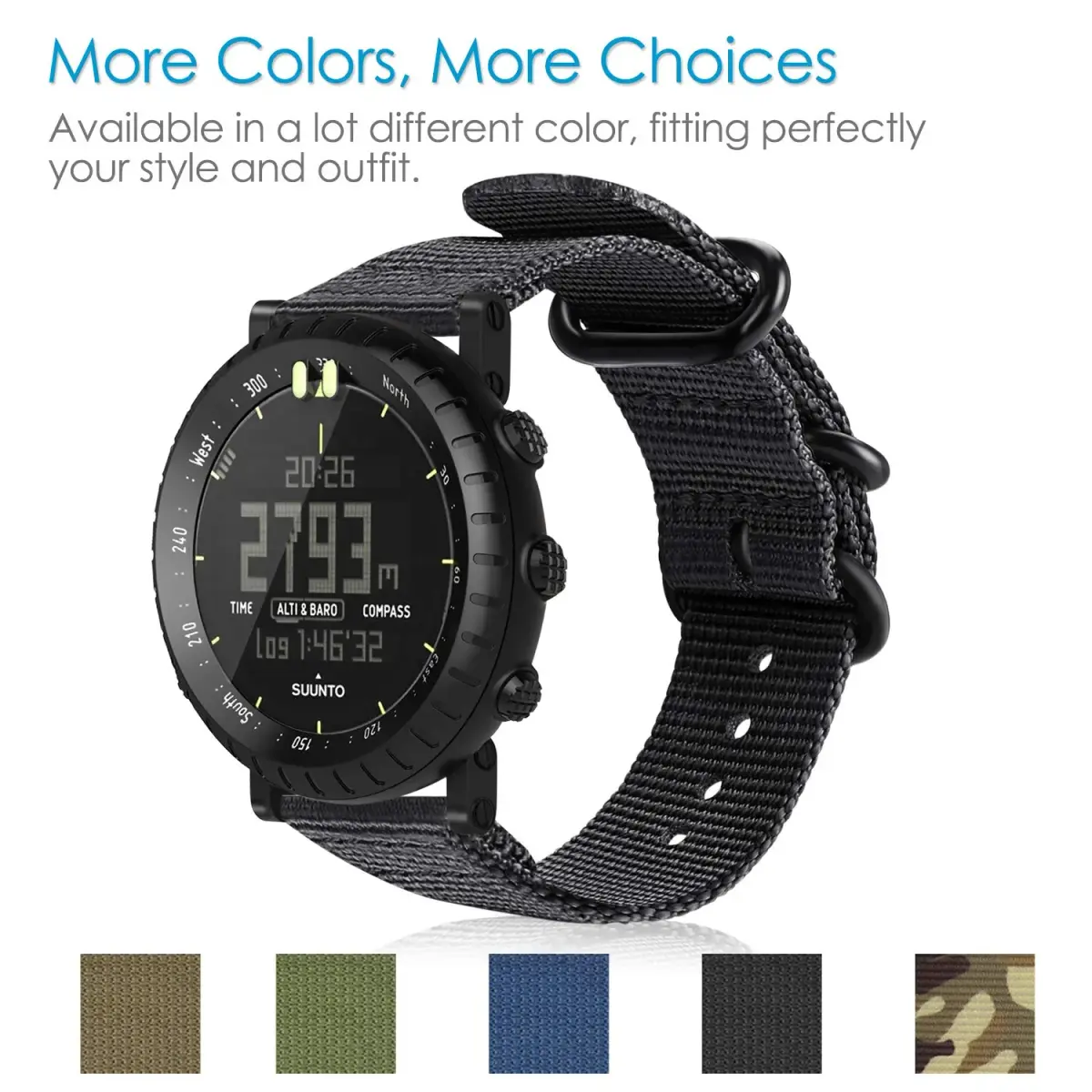 FINTIE Nylon Sport Band Compatible with Suunto Core 24mm (0.94in) | Breathable & Adjustable Replacement Strap - view 7