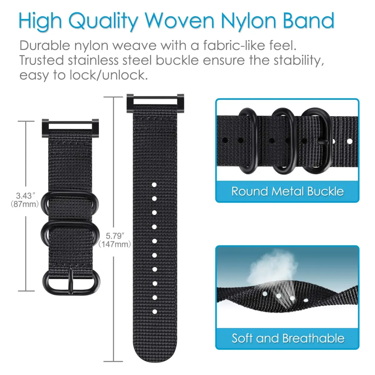 FINTIE Nylon Sport Band Compatible with Suunto Core 24mm (0.94in) | Breathable & Adjustable Replacement Strap - view 4