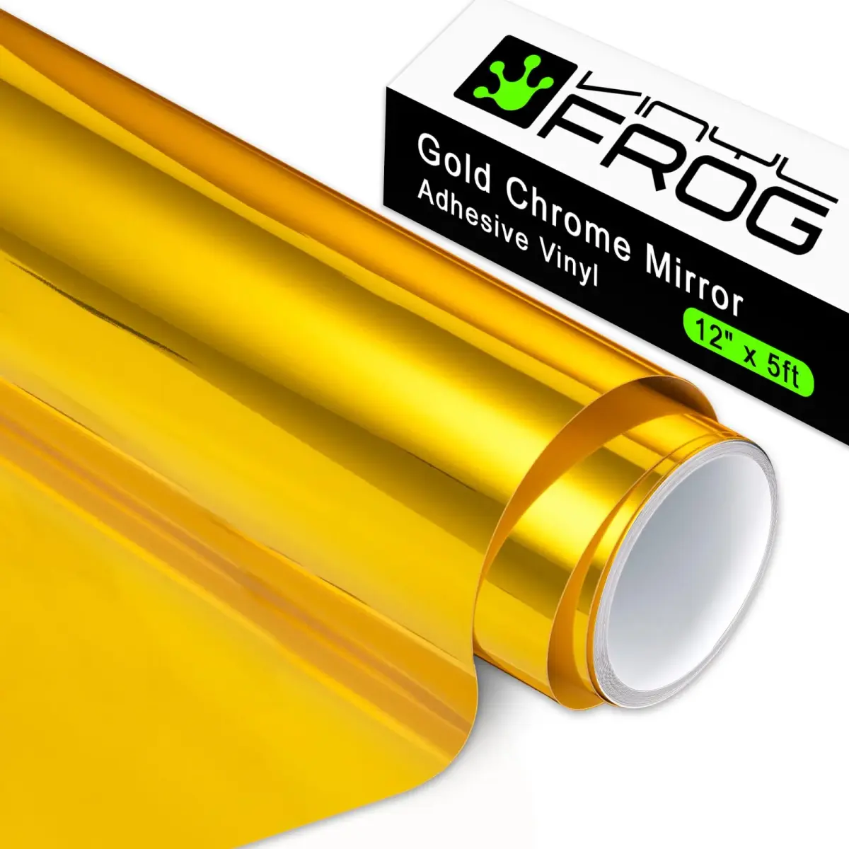 VINYL FROG Gold Chrome Vinyl - 12"x60" (0.3m x 1.52m) | Permanent Mirror Finish Craft Vinyl for Cutters - main product image