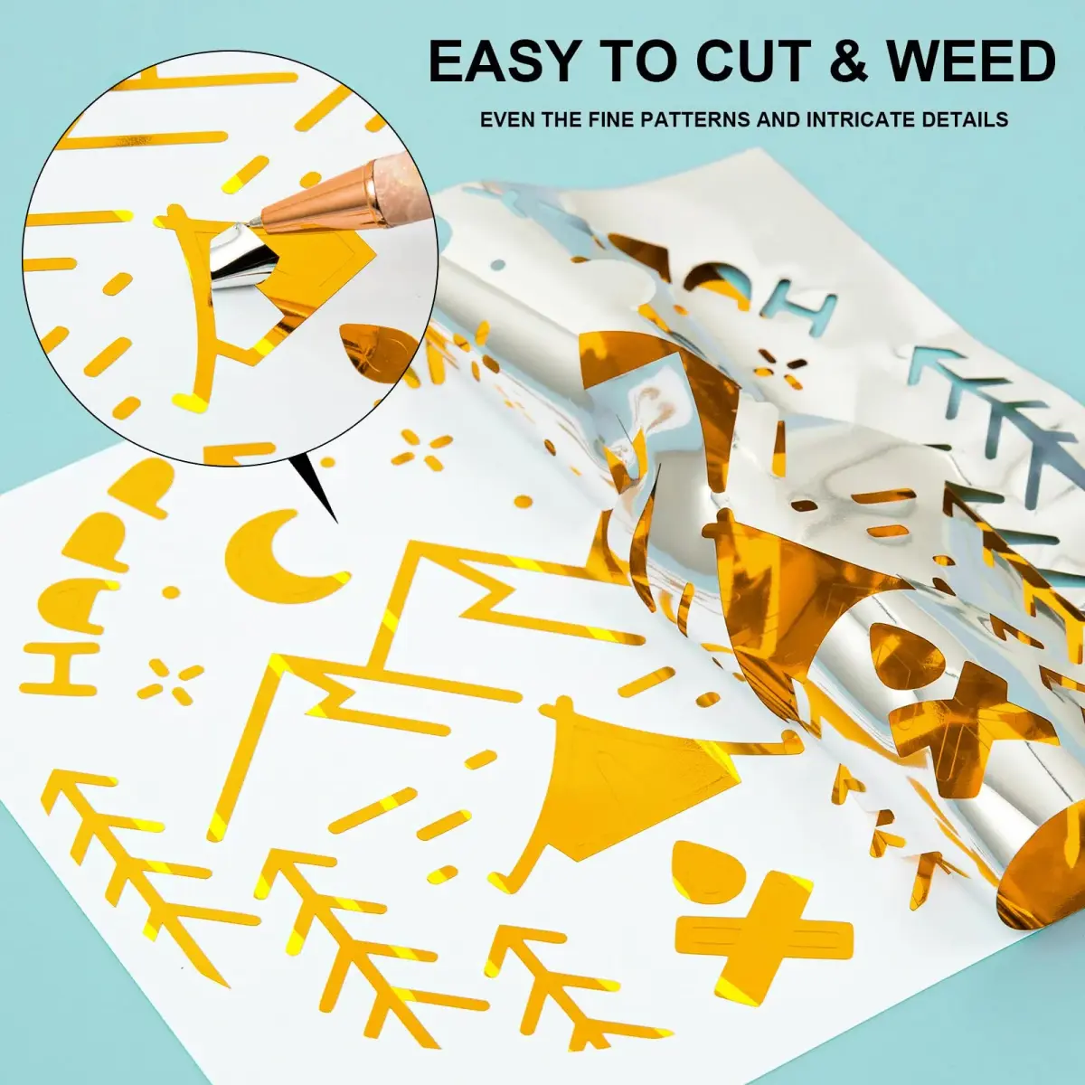 VINYL FROG Gold Chrome Vinyl - 12"x60" (0.3m x 1.52m) | Permanent Mirror Finish Craft Vinyl for Cutters - view 3