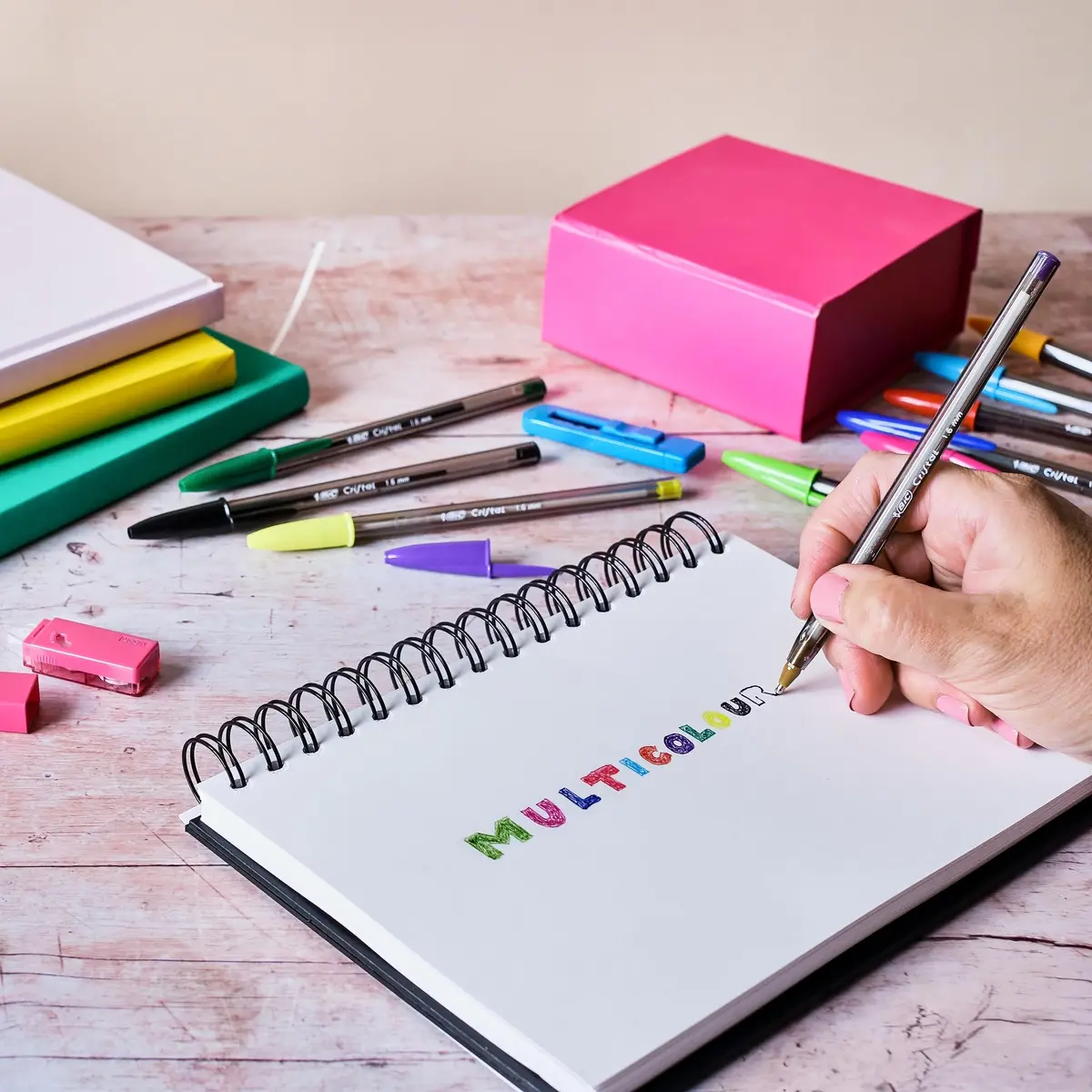 BIC Cristal Multicolour Ballpoint Pens 15 Pack | Wide 1.6mm Tip for Colourful Writing in Assorted Colours - view 8