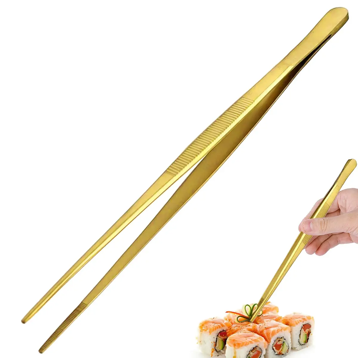 LINALL Tongs Tweezers 12 Inch Stainless Steel | Professional Garnishing Tool for Cocktails & Food - main product image