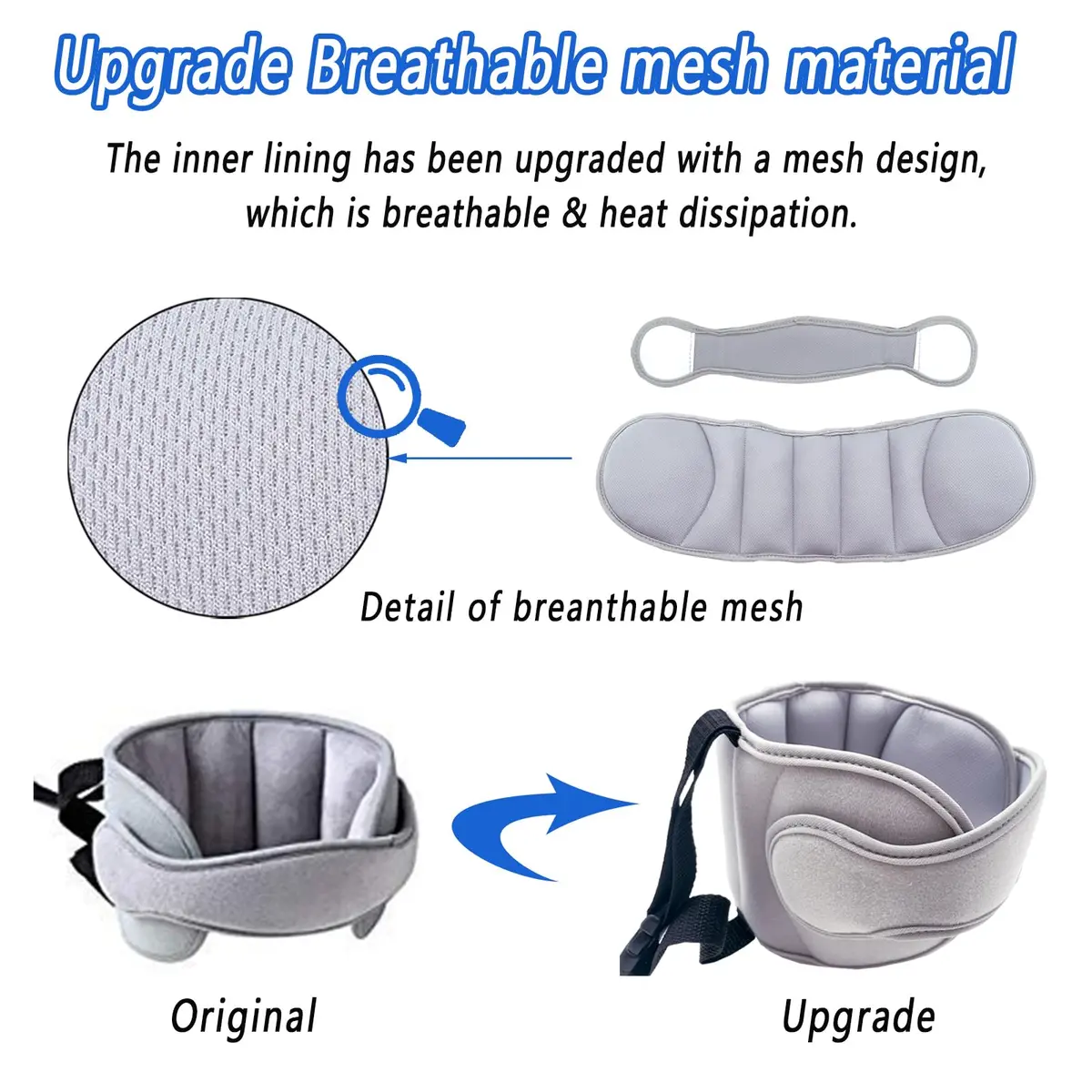 LETTON Adjustable Child Head Support Pillow for Car Seats, Toddler & Infant Headrest | 21 x 17 inches (Grey) - main product image
