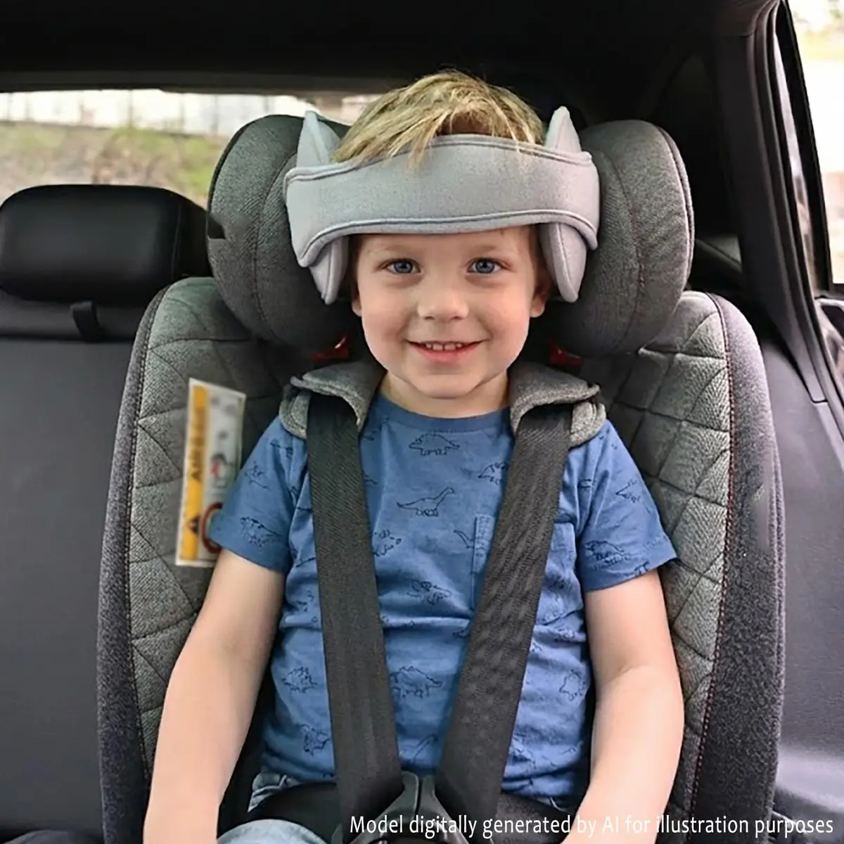 LETTON Adjustable Child Head Support Pillow for Car Seats, Toddler & Infant Headrest | 21 x 17 inches (Grey) - view 3