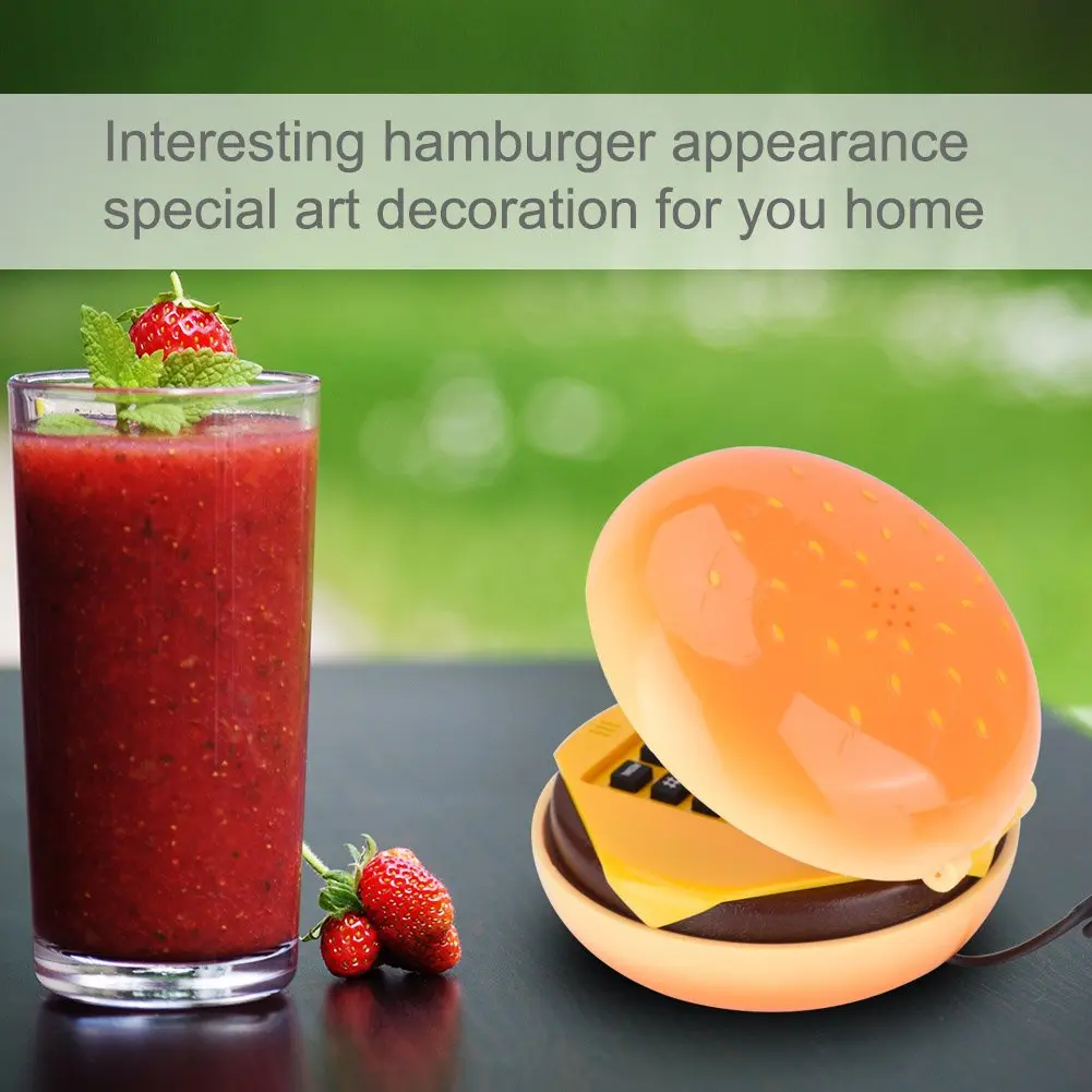 Zerone Hamburger Phone | Novelty Retro Landline with Voice Dial & Flash Function (11x11x6.5cm, 288g) - view 2