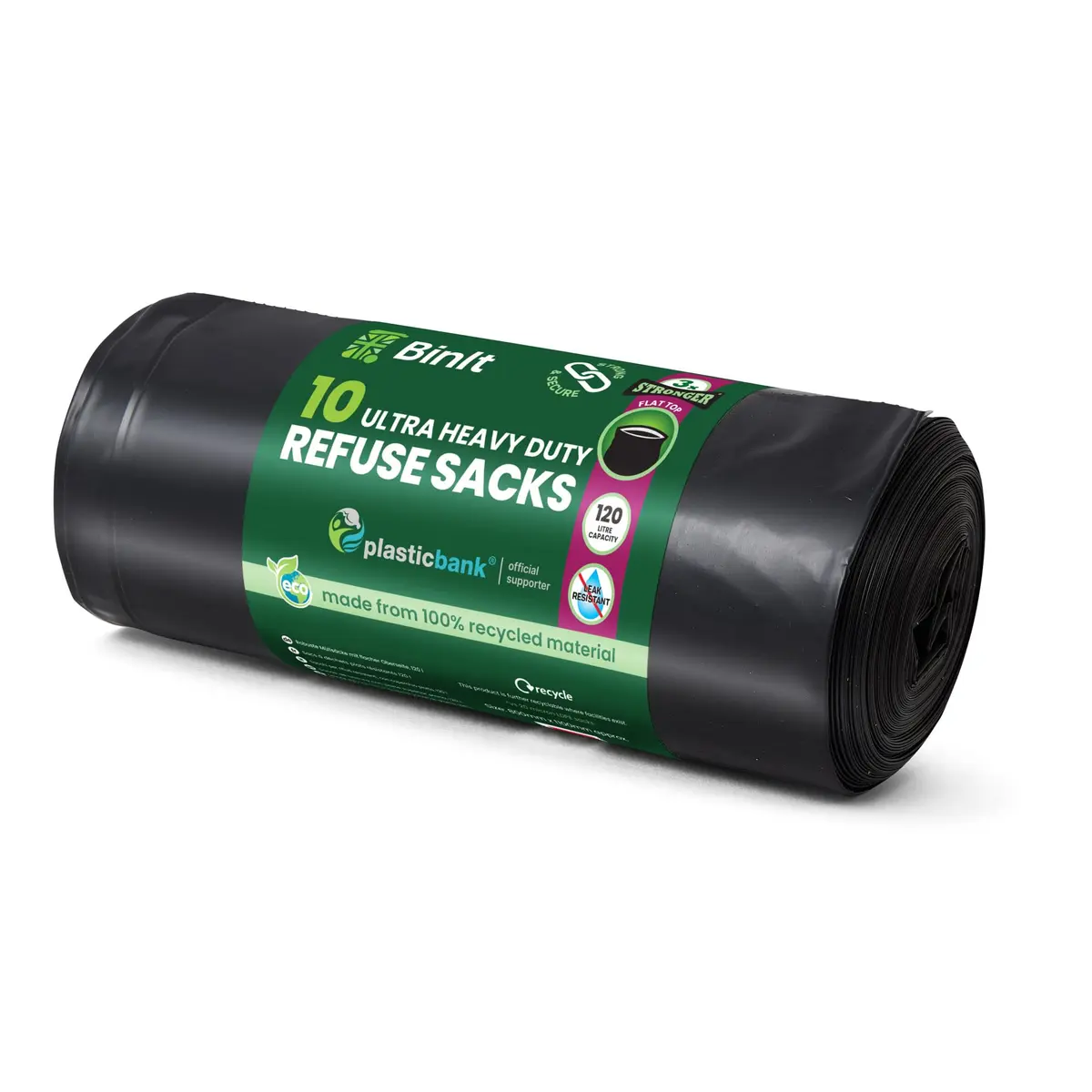 BIN IT Ultra Heavy Duty 120 Litre XL Refuse Sacks | 80kg Lift Tested, 60 μm Thickness - main product image