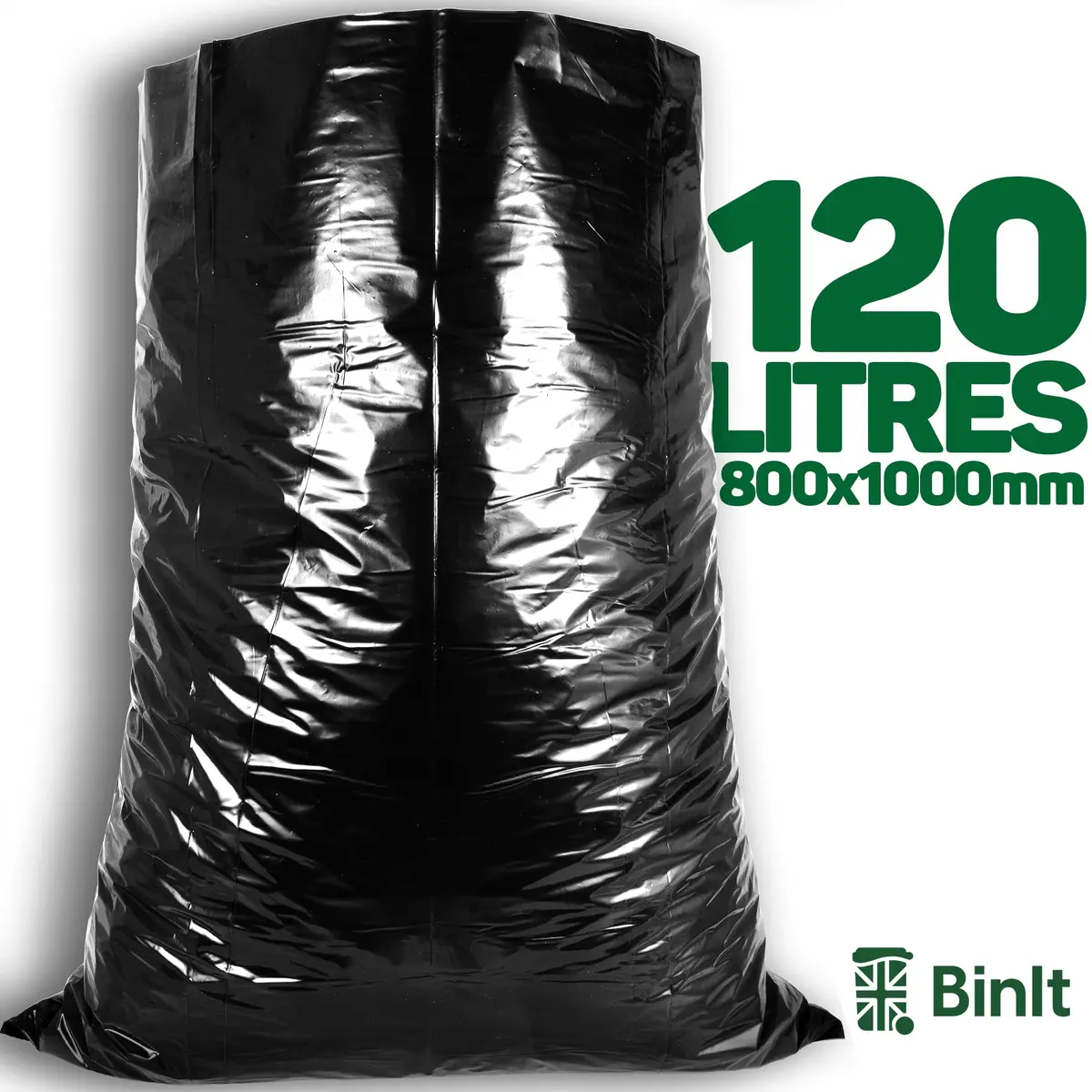 BIN IT Ultra Heavy Duty 120 Litre XL Refuse Sacks | 80kg Lift Tested, 60 μm Thickness - view 3