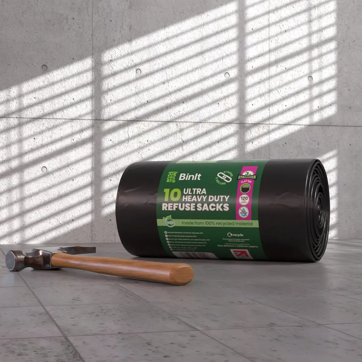 BIN IT Ultra Heavy Duty 120 Litre XL Refuse Sacks | 80kg Lift Tested, 60 μm Thickness - view 4