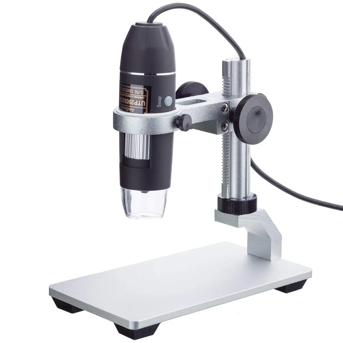 AmScope UTP200X020MP 200X 2MP USB Digital Microscope with Metal Stand | 200X Magnification for Hobby & Repair - main product image