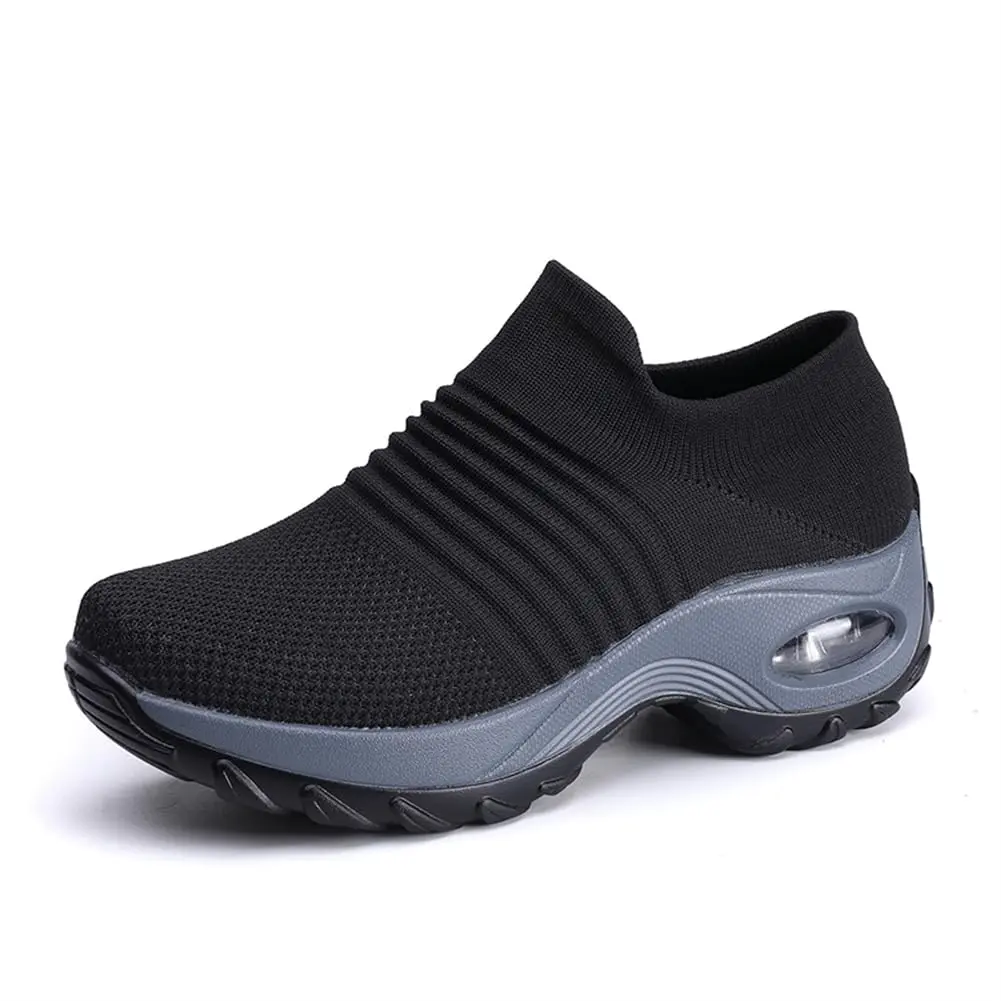 LEADER SHOW Women's Slip-On Walking Shoes 6 | Casual Non-Slip Loafers with Platform Heel - main product image