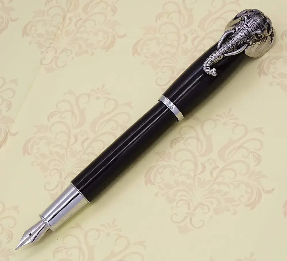erofa Fuliwen Elephant Fountain Pen Medium Nib with Ink Converter, Black Pattern | 0.5mm - main product image