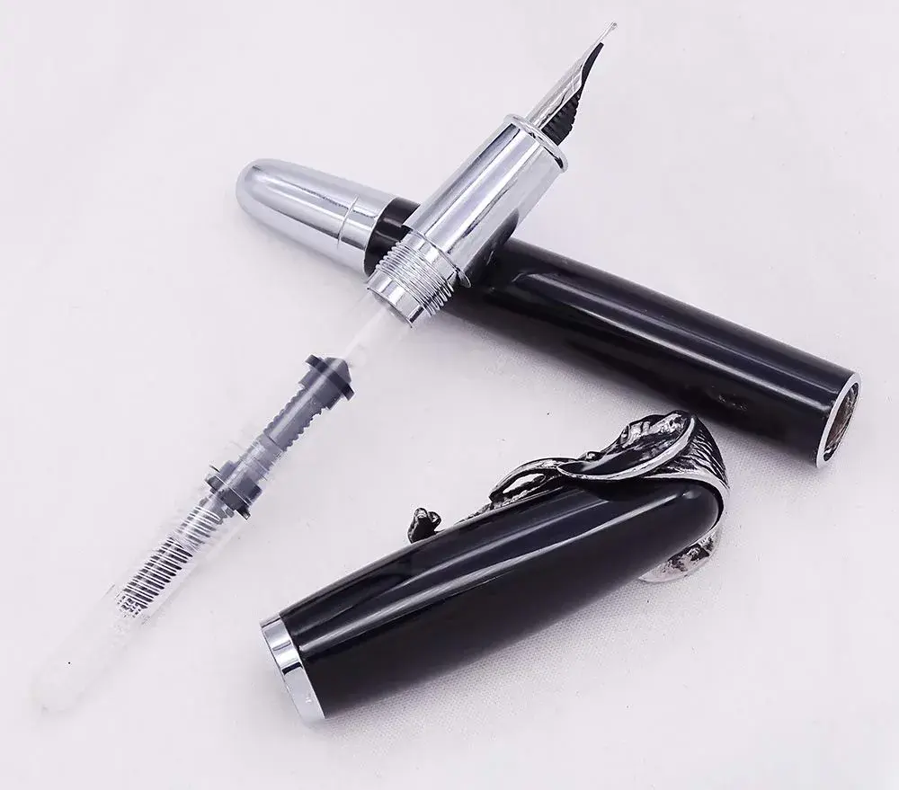 erofa Fuliwen Elephant Fountain Pen Medium Nib with Ink Converter, Black Pattern | 0.5mm - view 5