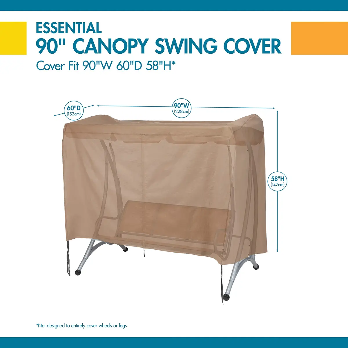 Duck Covers Essential Water-Resistant 90 Inch Canopy Swing Cover | Outdoor Swing Cover with Ultrasonic Welded Seams - view 3