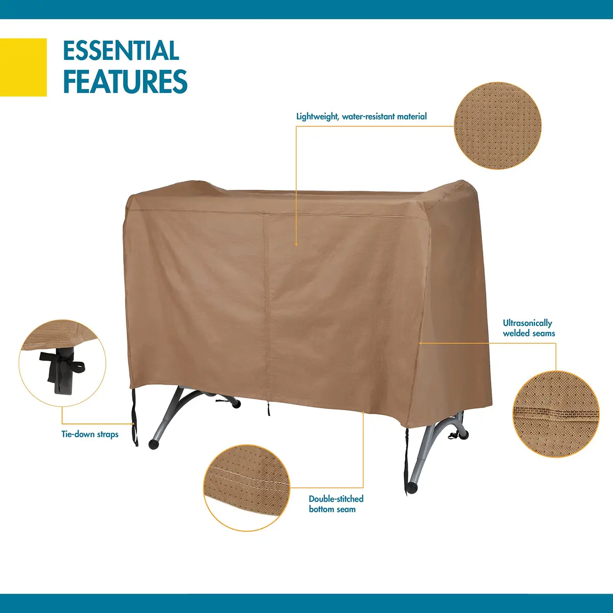 Duck Covers Essential Water-Resistant 90 Inch Canopy Swing Cover | Outdoor Swing Cover with Ultrasonic Welded Seams - view 4