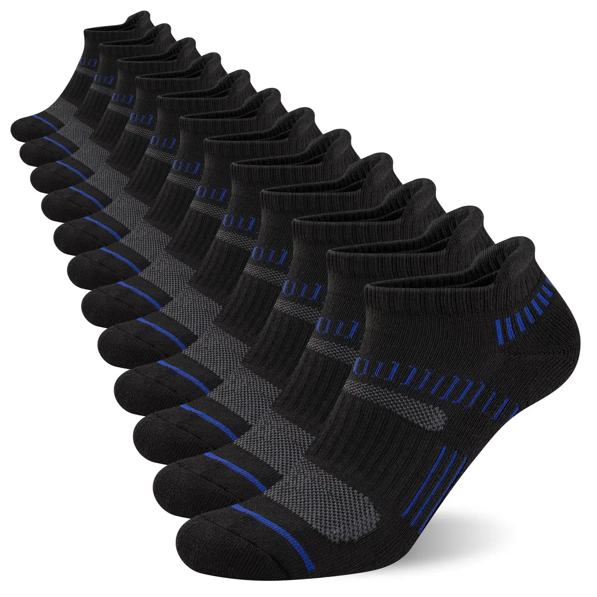 COOPLUS Mens Ankle Socks Athletic Cushioned Breathable Low Cut Tab With Arch Support - 6 Pairs - main product image