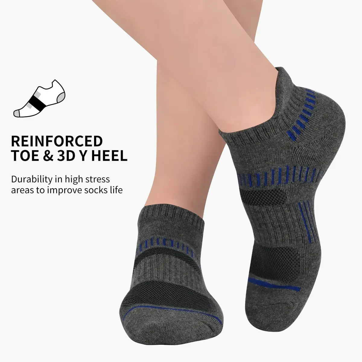 COOPLUS Mens Ankle Socks Athletic Cushioned Breathable Low Cut Tab With Arch Support - 6 Pairs - view 5