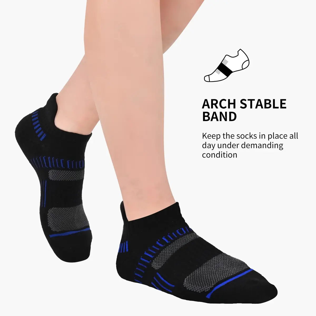 COOPLUS Mens Ankle Socks Athletic Cushioned Breathable Low Cut Tab With Arch Support - 6 Pairs - view 3