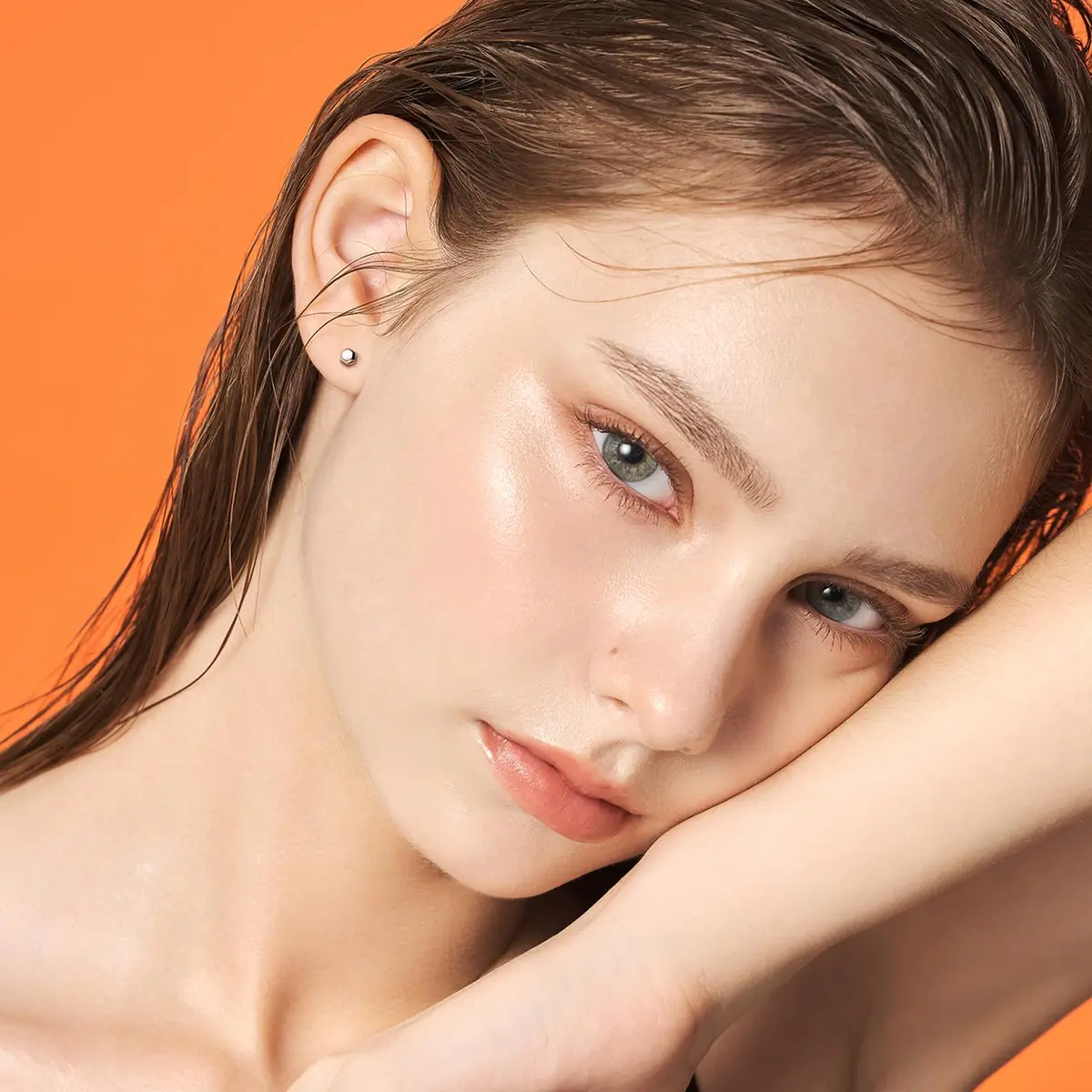 TGNEL Hexagon Stud Earrings for Sensitive Ears | 3.7mm Titanium Hypoallergenic Cartilage Helix Piercing - view 4