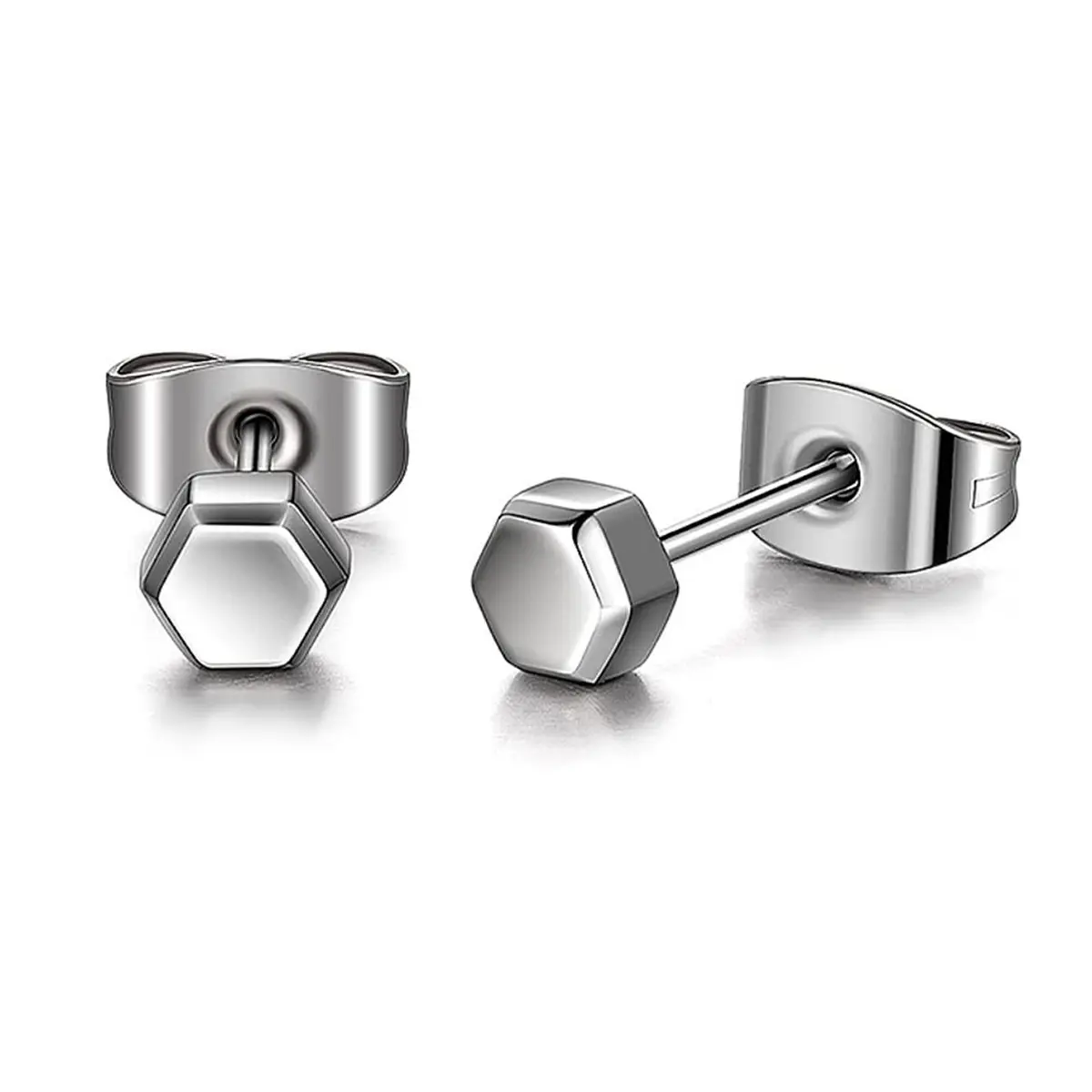 TGNEL Hexagon Stud Earrings 4.4mm | Pure Titanium Hypoallergenic for Sensitive Ears - main product image