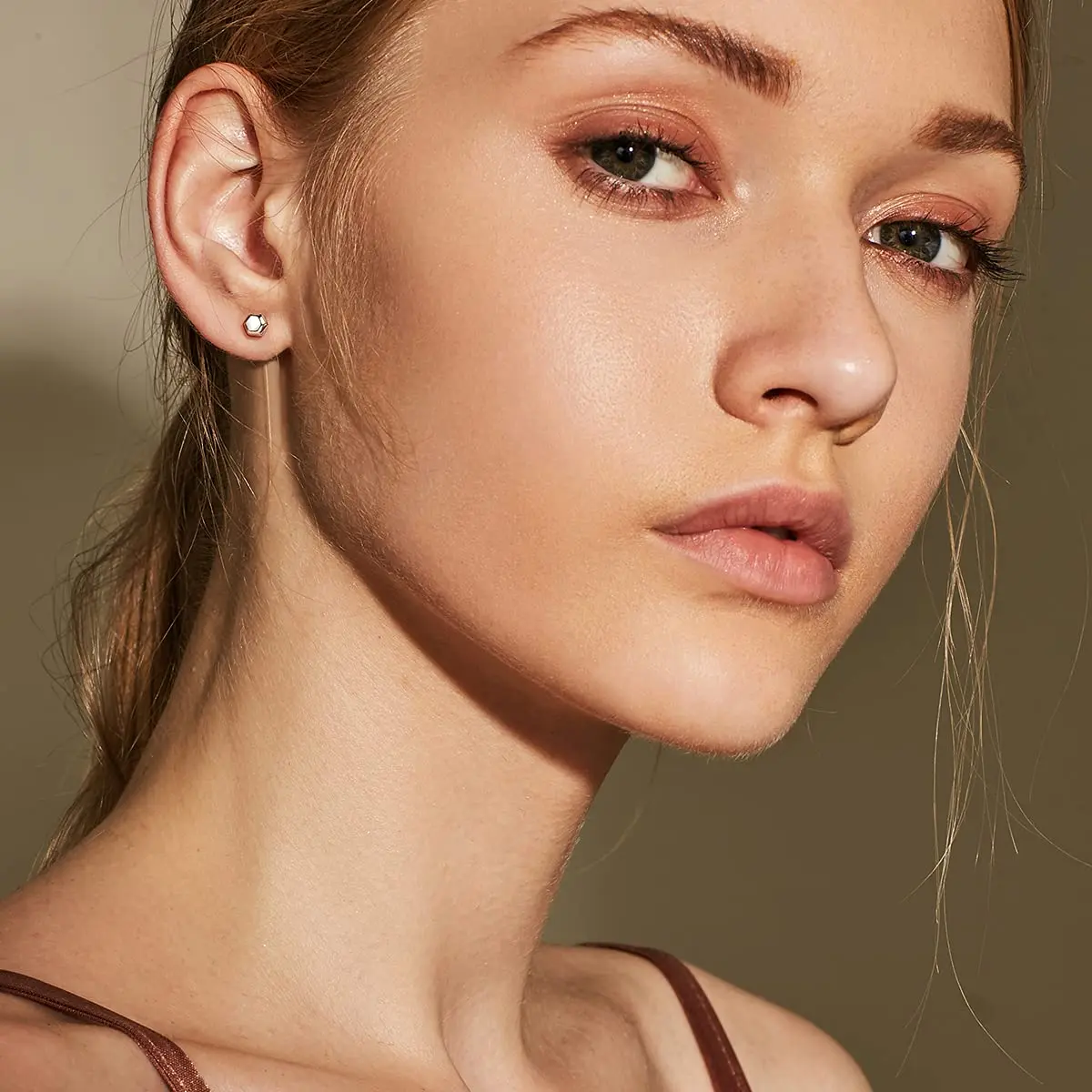 TGNEL Hexagon Stud Earrings 4.4mm | Pure Titanium Hypoallergenic for Sensitive Ears - view 2