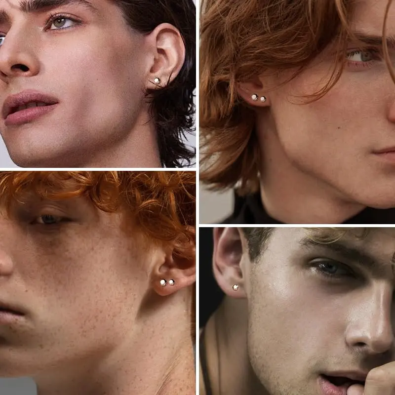 TGNEL Hexagon Stud Earrings 4.4mm | Pure Titanium Hypoallergenic for Sensitive Ears - view 4