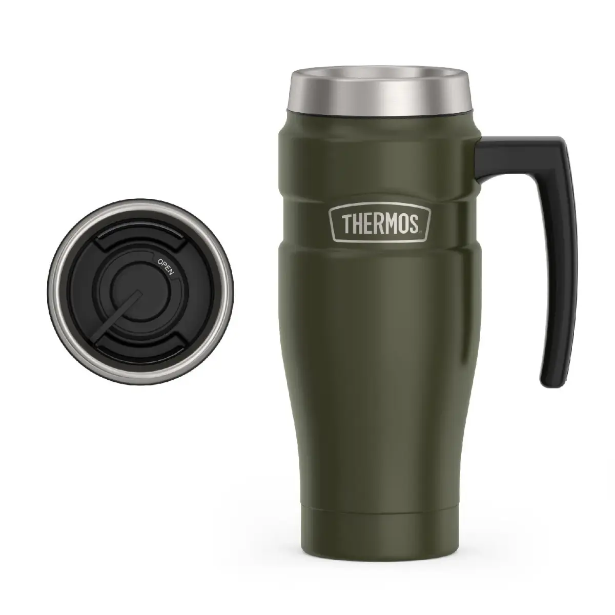THERMOS Stainless King Travel Mug with Handle 16oz (473ml) | Leak-Proof, Dishwasher Safe - main product image