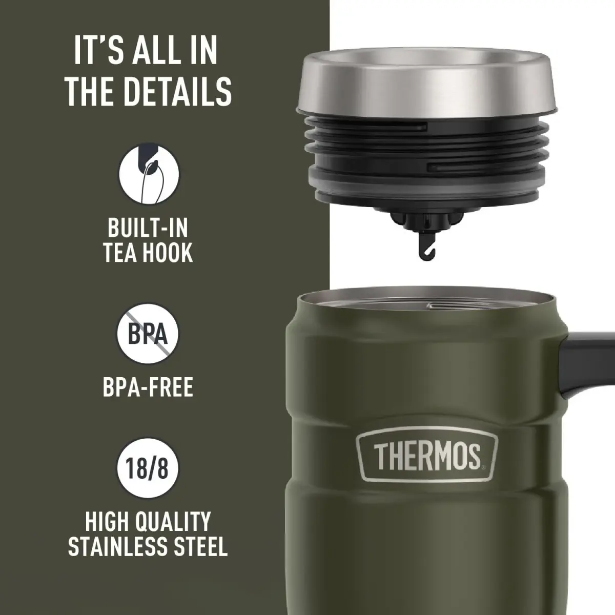 THERMOS Stainless King Travel Mug with Handle 16oz (473ml) | Leak-Proof, Dishwasher Safe - view 4