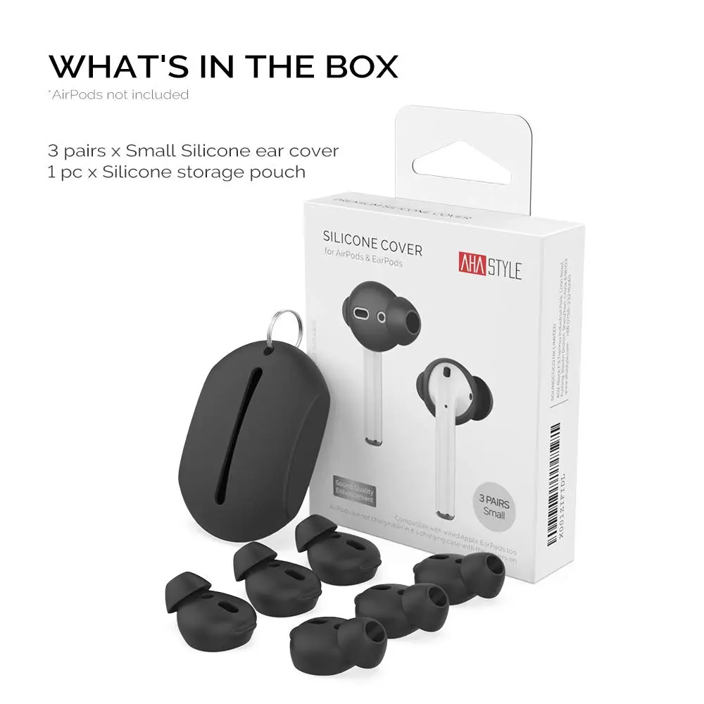 AHASTYLE AirPods Ear Tips Silicone Cover 3 Pairs Black | Noise Isolation & Comfort - view 8