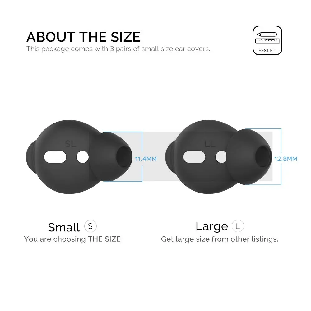 AHASTYLE AirPods Ear Tips Silicone Cover 3 Pairs Black | Noise Isolation & Comfort - view 2