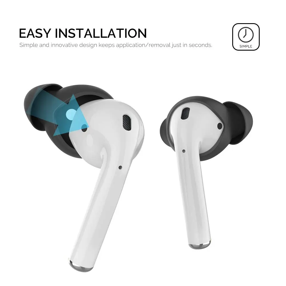 AHASTYLE AirPods Ear Tips Silicone Cover 3 Pairs Black | Noise Isolation & Comfort - view 4