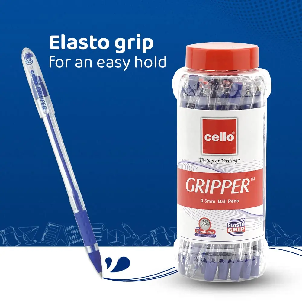 Cello Gripper Ball Pen Set Blue 25 Count (Pack of 25) | Smooth Ink Flow - view 2