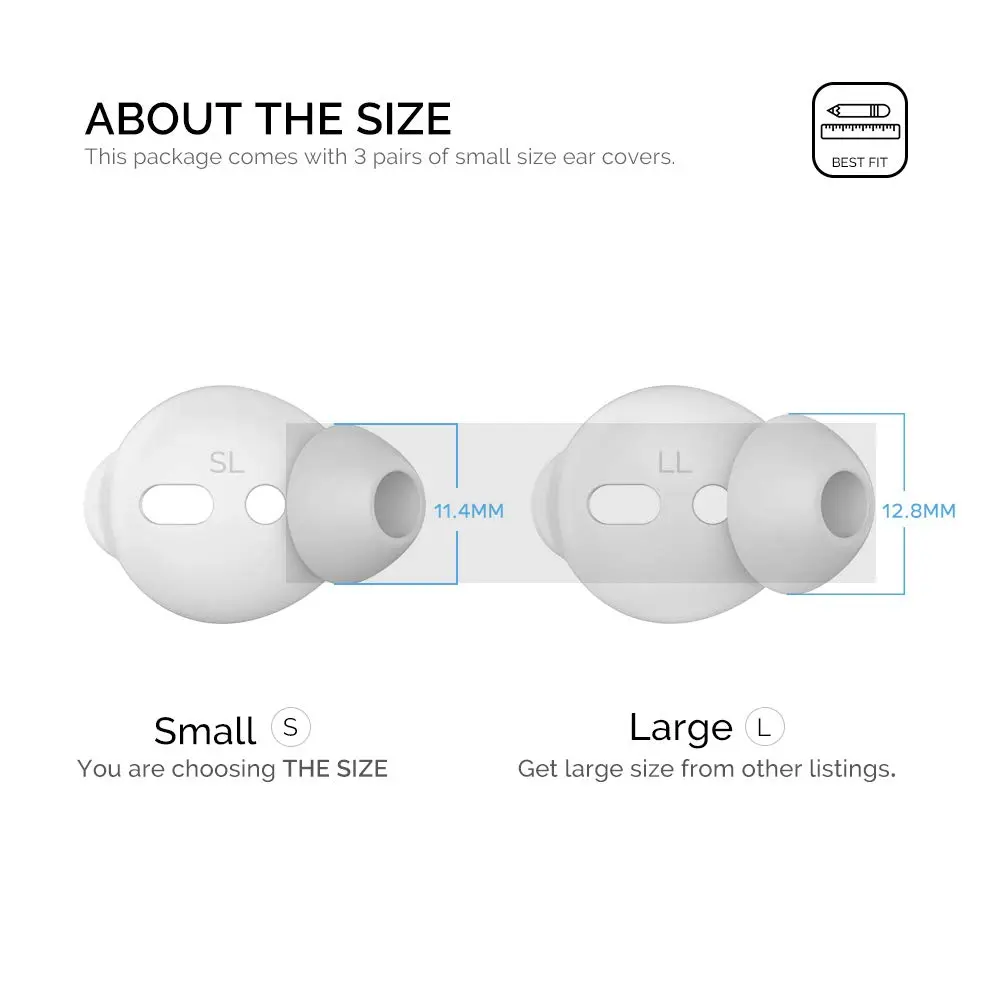 AHASTYLE 3 Pairs Small Silicone Ear Tips for AirPods & EarPods | Passive Noise Reduction - view 2