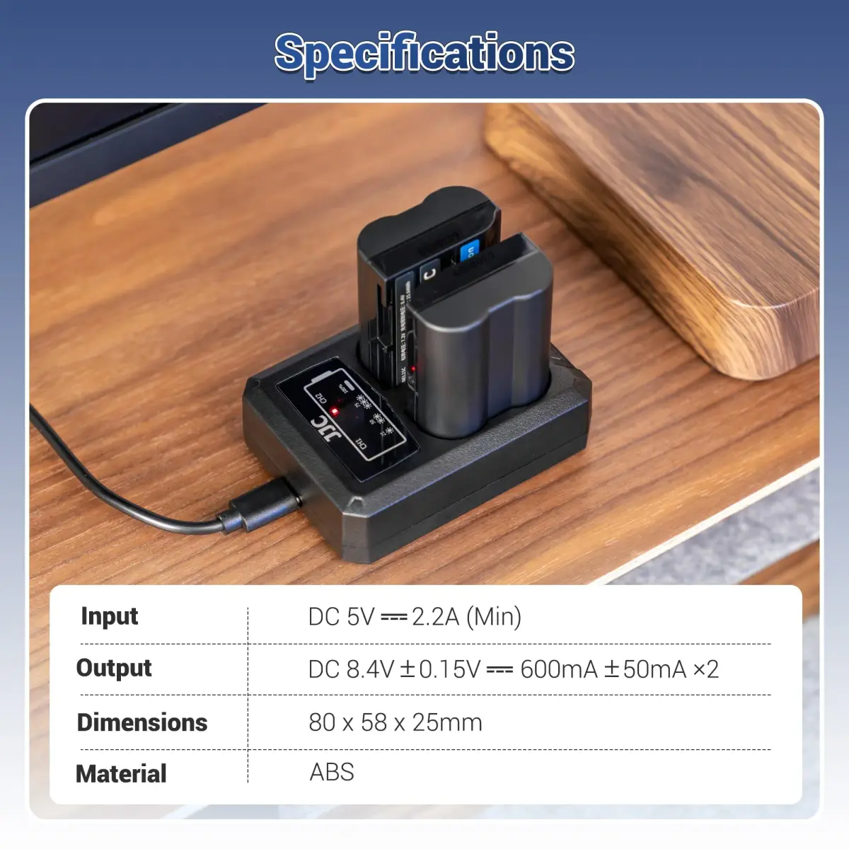 JJC LP-E17 Dual USB Battery Charger for Canon EOS R100 R50 R10 Rebel T8i T7i T6i | Charges 2 Batteries Simultaneously - view 8