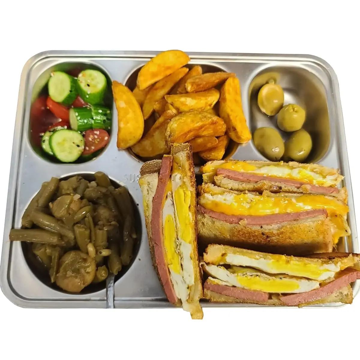 AIYoo 2 Stainless Steel Divided Plates Tray 11.2 inch | Unbreakable Portion Control Plate for Adults - view 5
