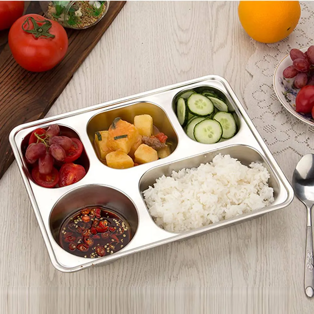 AIYoo 2 Stainless Steel Divided Plates Tray 11.2 inch | Unbreakable Portion Control Plate for Adults - view 8