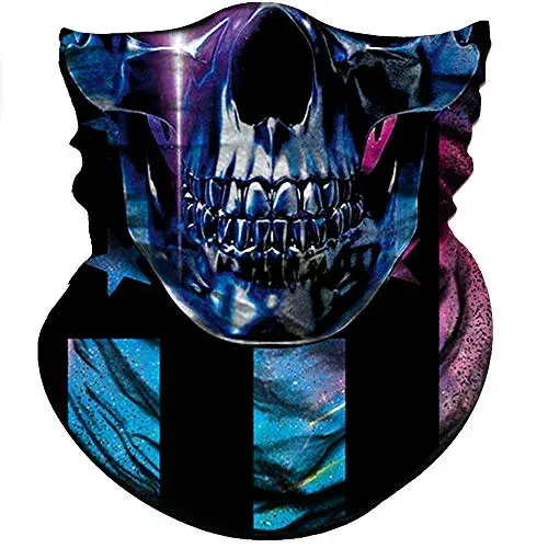 Obacle Blue Face Skull Flag 3D Seamless Tube Face Mask for Dust, Wind & UV Protection - main product image