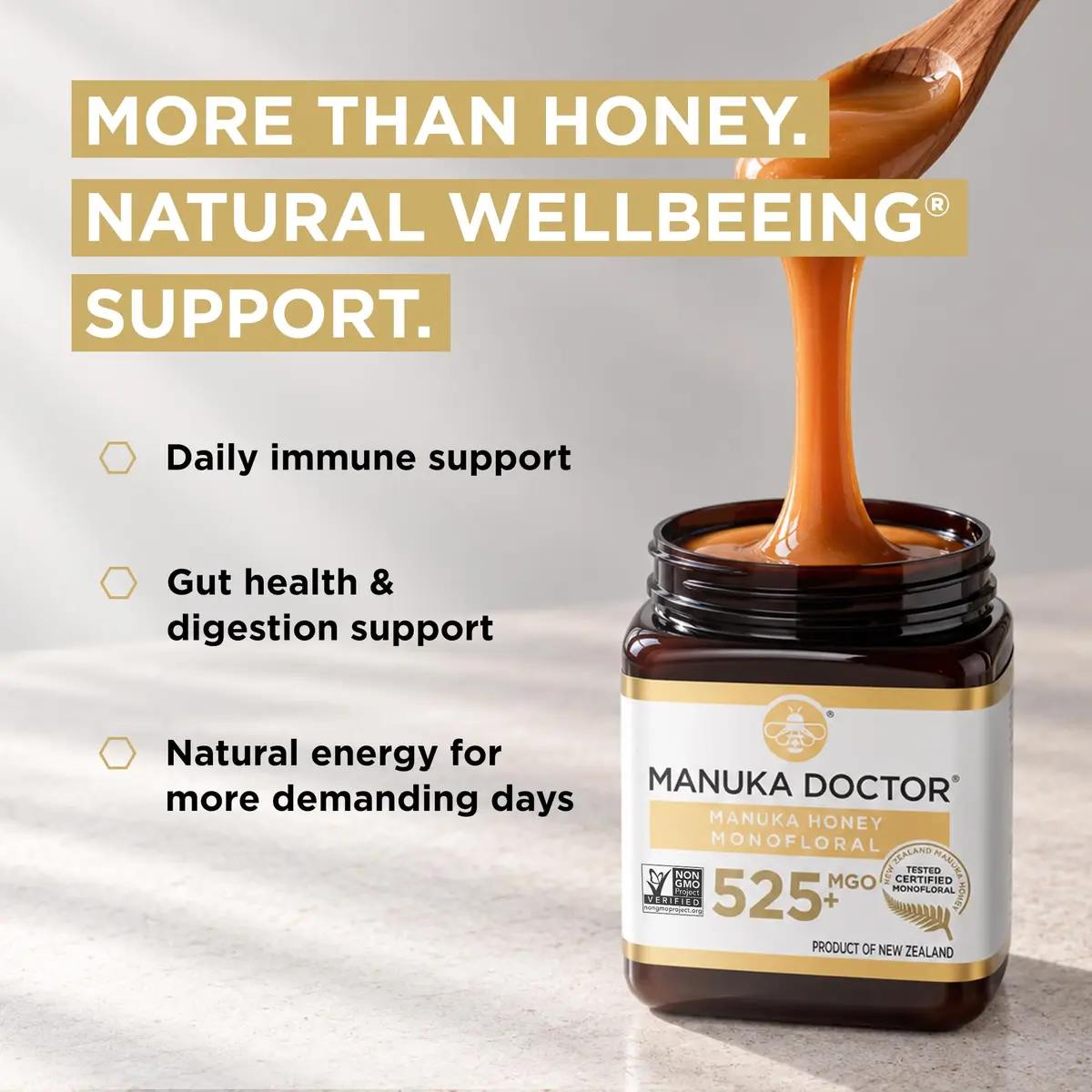 Manuka Doctor Raw Manuka Honey MGO 525+ | Natural Superfood, Traceable, 8.75 oz - view 2