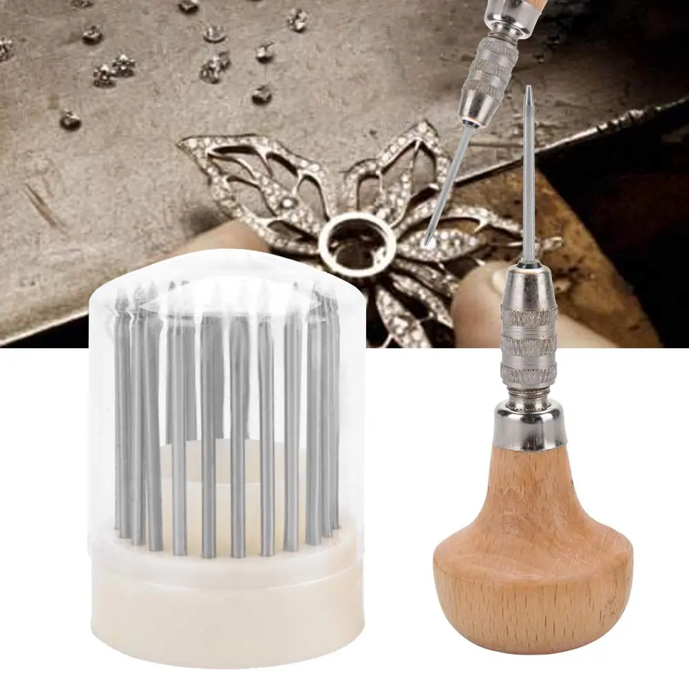 Salmue Beading Tools Set 23pcs Metal Beaders with Wooden Handle | Jewelry Setting Tools for Adults - view 5