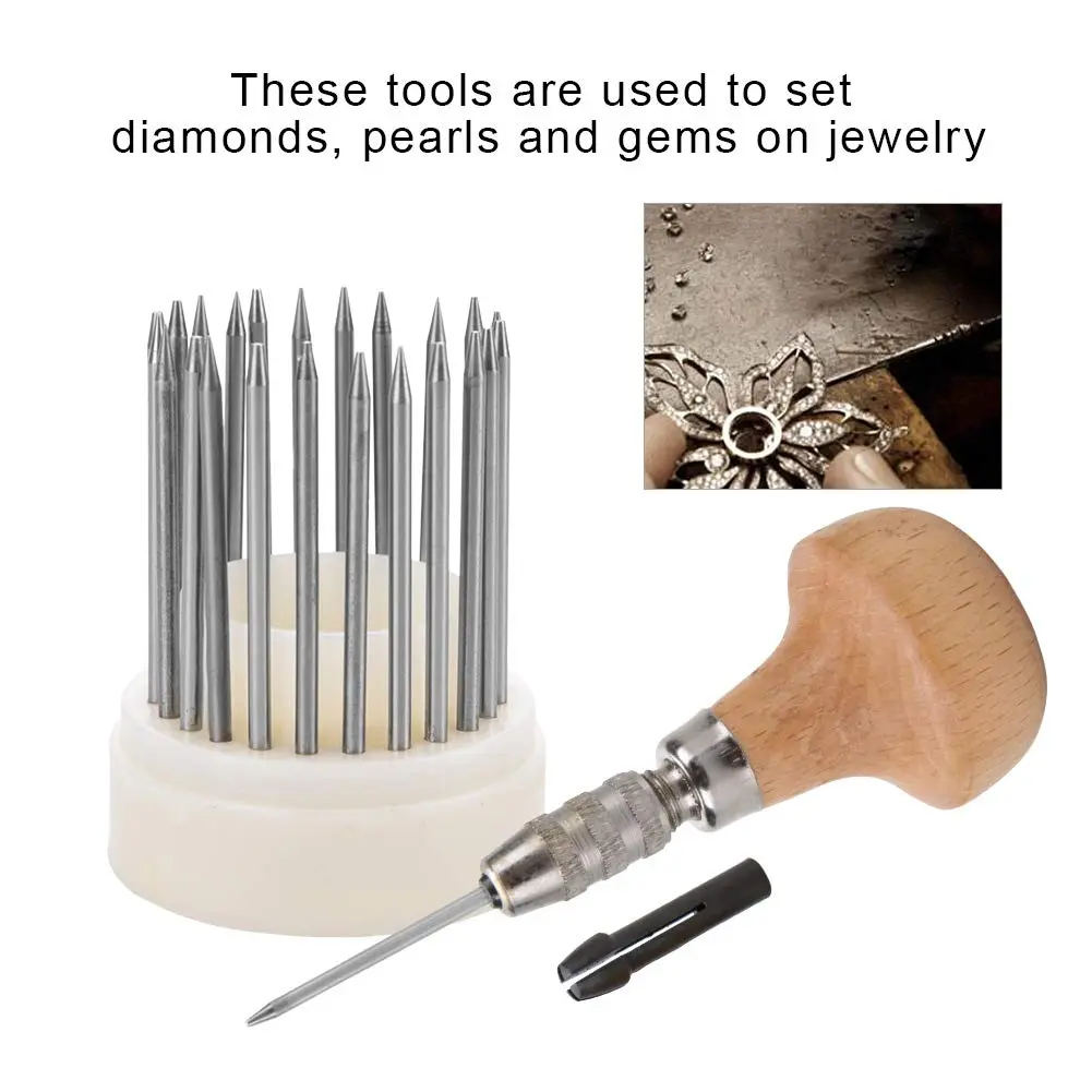 Salmue Beading Tools Set 23pcs Metal Beaders with Wooden Handle | Jewelry Setting Tools for Adults - view 6