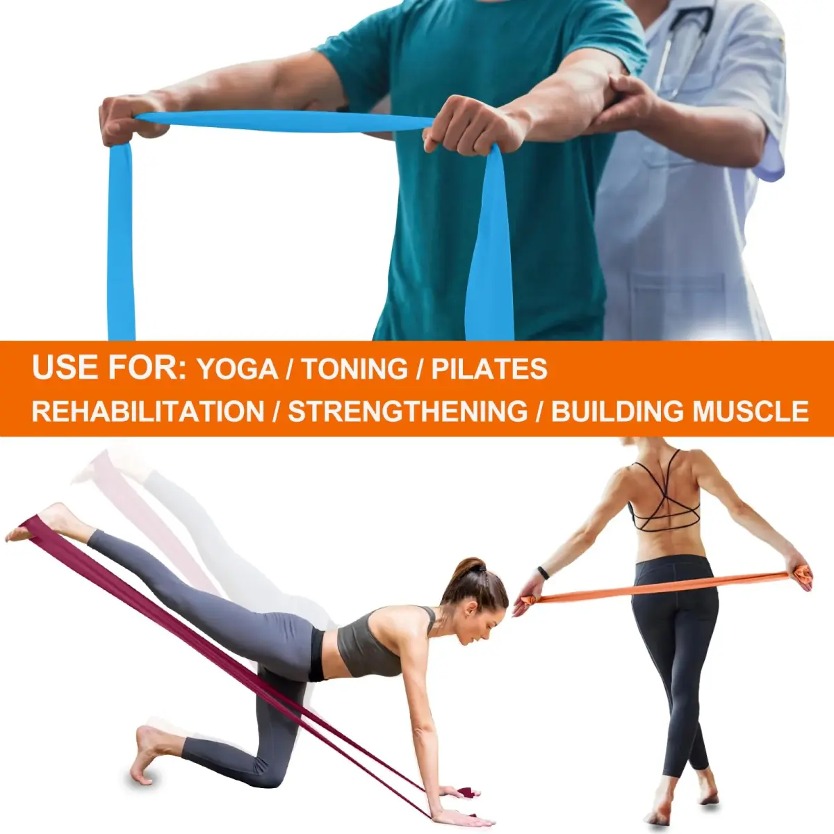 A AZURELIFE Non-Latex Resistance Bands Set - 3 Levels, 5.9ft Long x 6in Wide | Professional Exercise Bands for Therapy & Strength Training - view 6