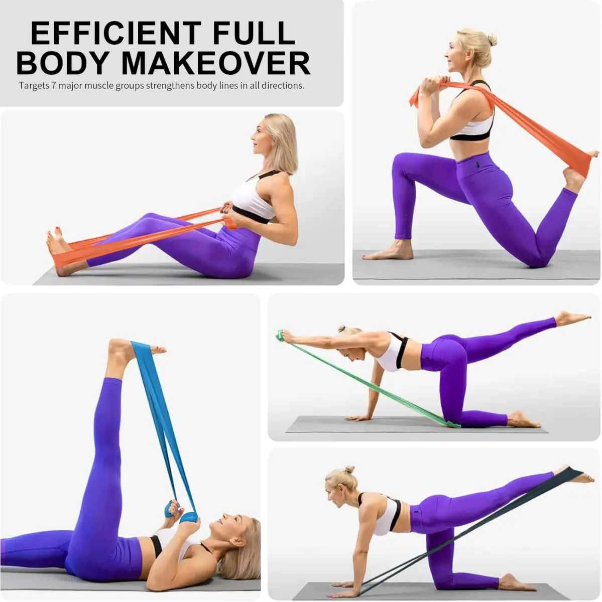 A AZURELIFE Non-Latex Resistance Bands Set - 3 Levels, 5.9ft Long x 6in Wide | Professional Exercise Bands for Therapy & Strength Training - view 7