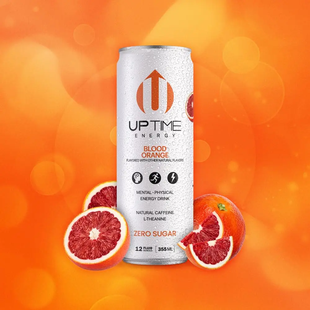 UPTIME Energy Drink, Blood Orange, 12 Fl Oz | Natural Caffeine, Zero Calories, Focus Support - view 2