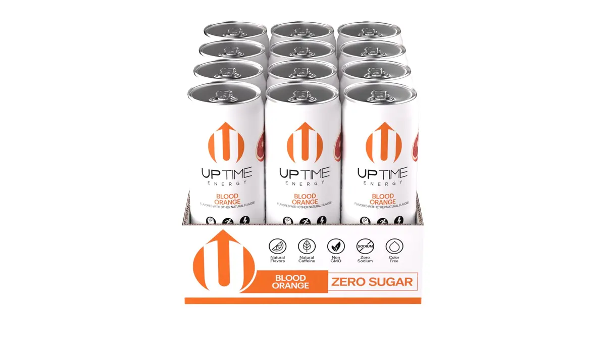 UPTIME Energy Drink, Blood Orange, 12 Fl Oz | Natural Caffeine, Zero Calories, Focus Support - view 3