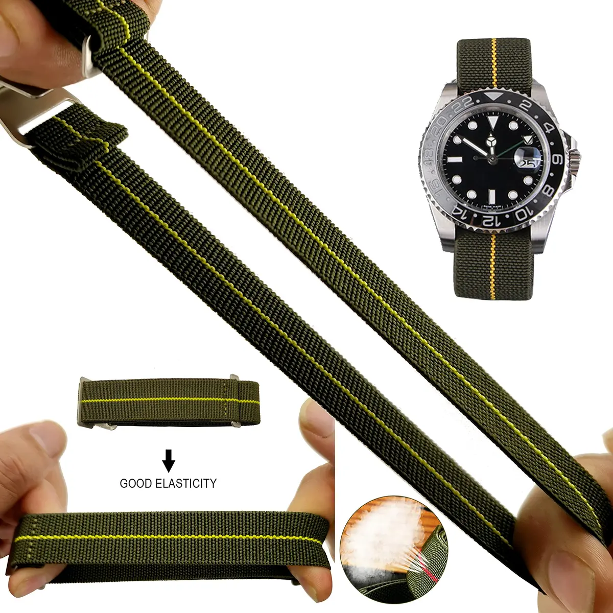 NIBD Watch Band with Elastic Nylon Strap 20/21/22mm | Military Army Style, Durable & Water-Resistant - view 2