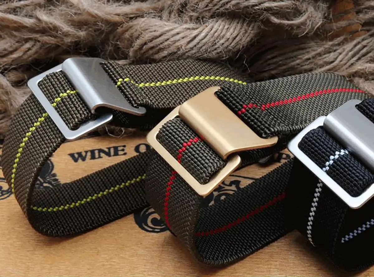 NIBD Watch Band Green with Red | Military Elastic Nylon Strap 22mm - view 8