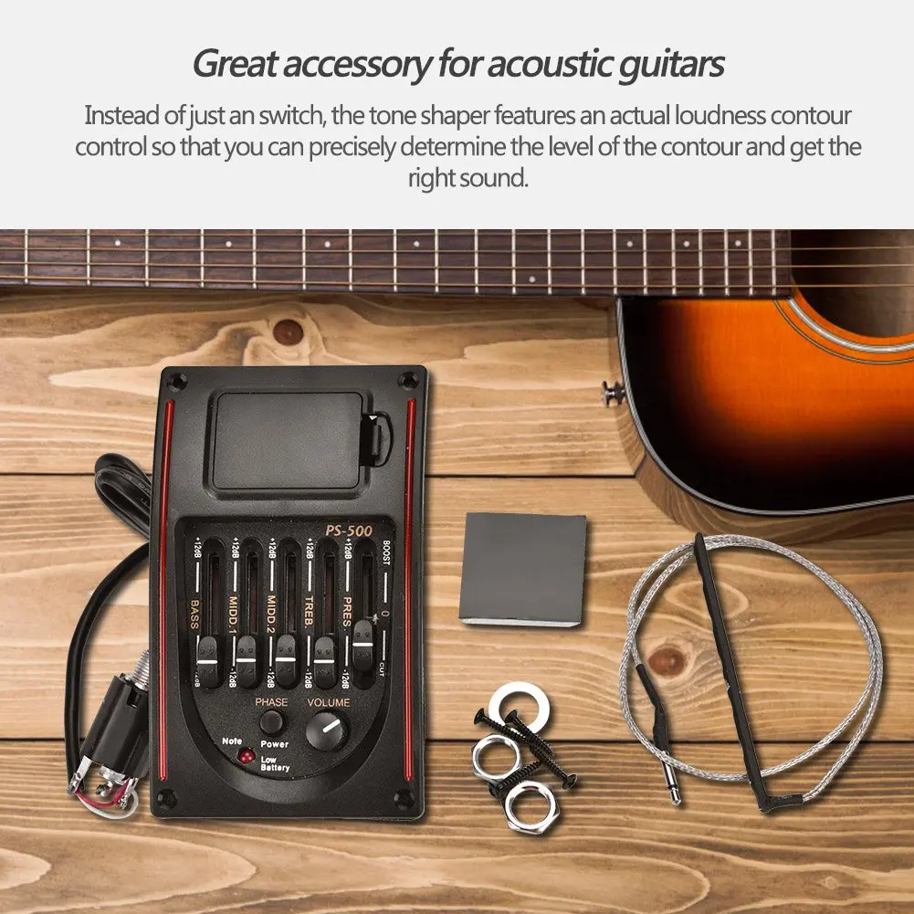 Dilwe Guitar Pickup EQ 5 Band Equalizer Digital Tuner for Acoustic Guitar | 5-Band Tone Control & LCD Backlight - view 3