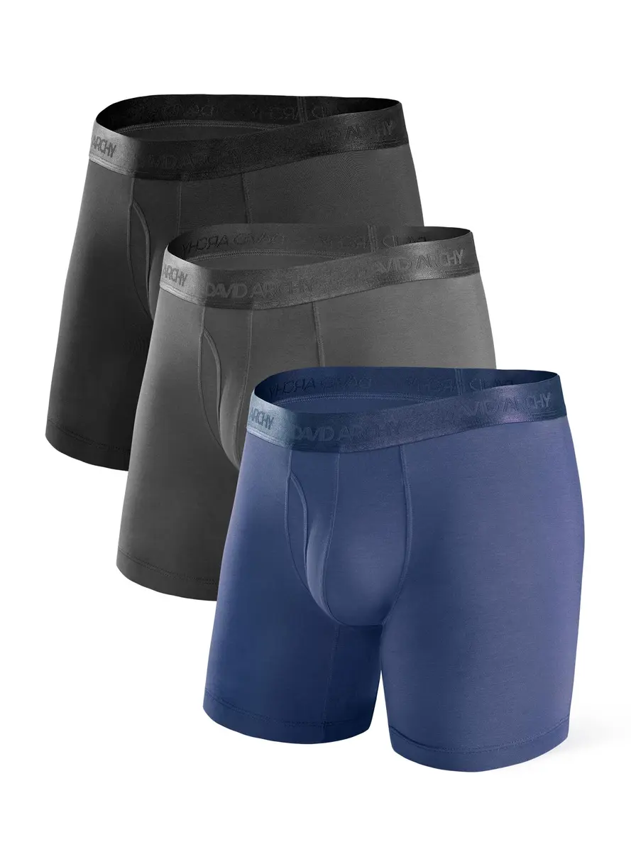 DAVID ARCHY Mens Modal Boxer Briefs Second Skin Trunks Underwear 3/4/7 Pack | Silky, Breathable Support for Daily Comfort - main product image